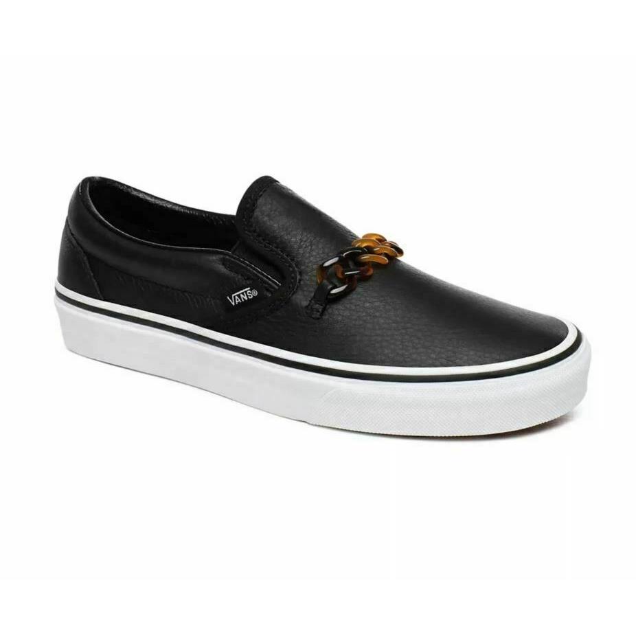 Vans Tort Classic Slip On Shoes Black/ True White Women`s Size 5.5