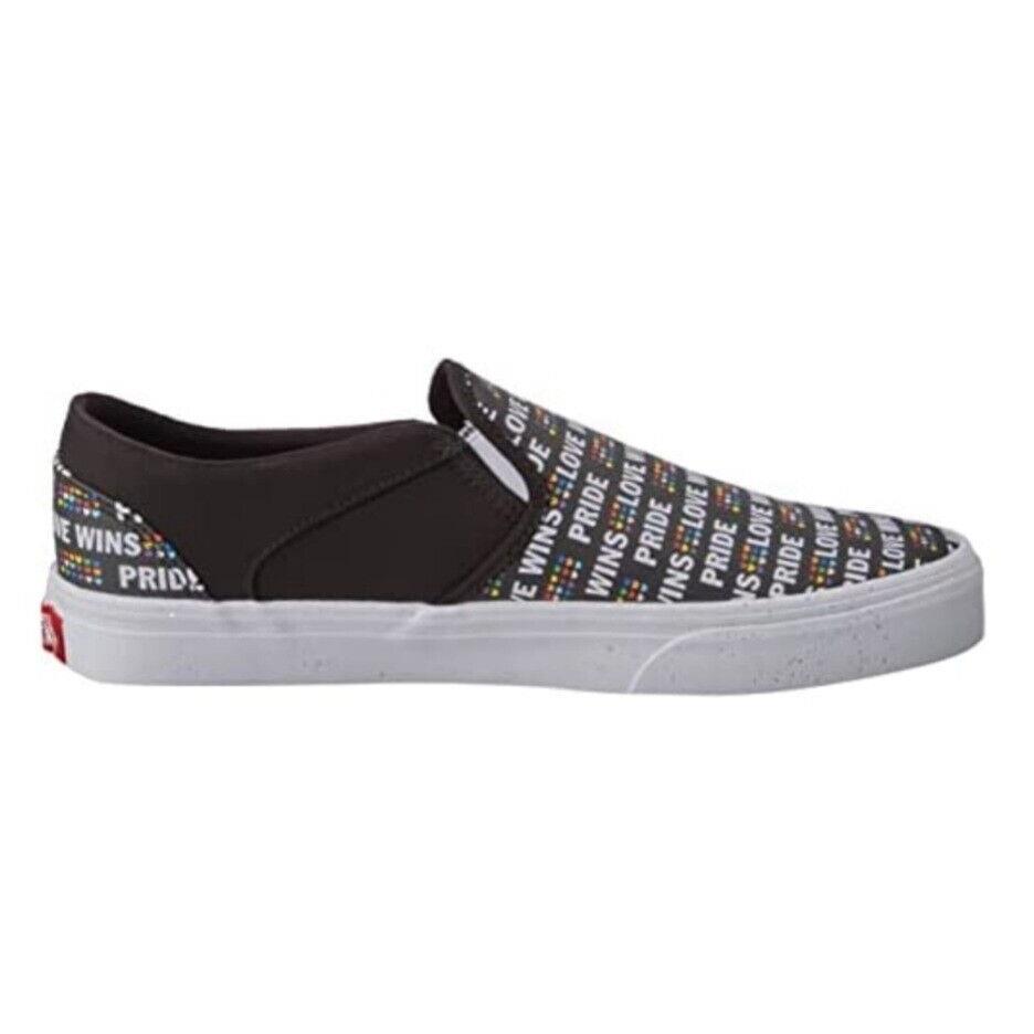 Womens Vans Asher Pride/glitter Love Wins Slip-on Casual Shoes SZ 8 Sneakers - BLACK WITH GLITTER ON THE BOTTOM SIDES