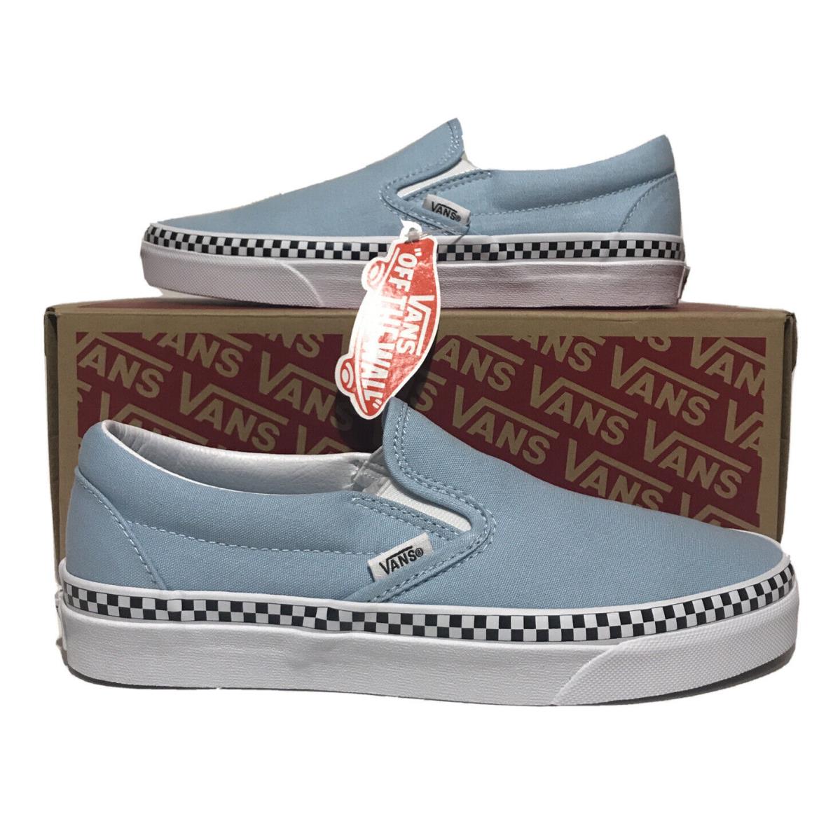 Vans Slip On Womens Size 7.5 Cool Blue Checker Casual Shoes Check Foxing