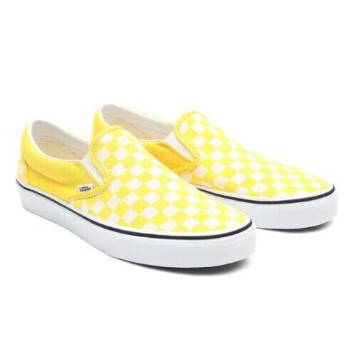 Vans Classic Slip On VN0A33TB42Z Women`s Yellow Checkerboard Shoes Size 12 VA33 - Yellow