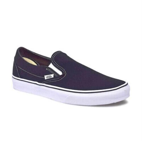 Vans Classic Slipon Sneakers Black Unisex Canvas Skate Shoes Mens 12/Womens 13.5