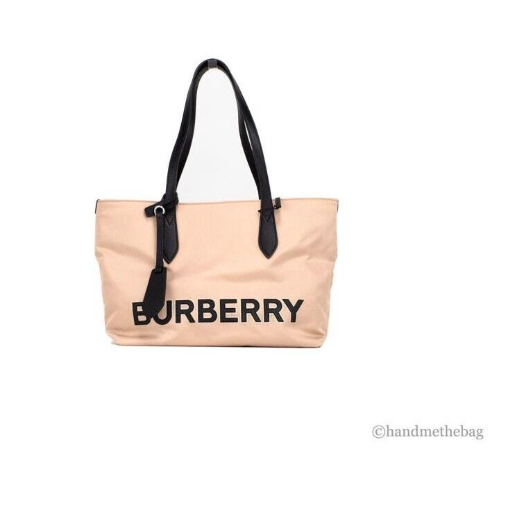 Burberry Small Rose Beige Logo Branded Econyl Nylon Tote Shoulder Handbag Purse