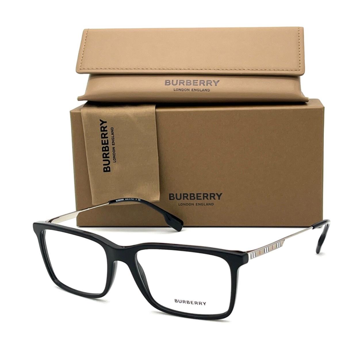 Burberry Eyeglasses B 2339 3001 57-17 Black Silver Large Rectangular Frames