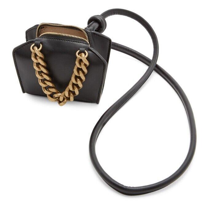 Stella Mccartney 14407 Womens Black Faux Leather Micro Chunky Chain Shoulder Bag