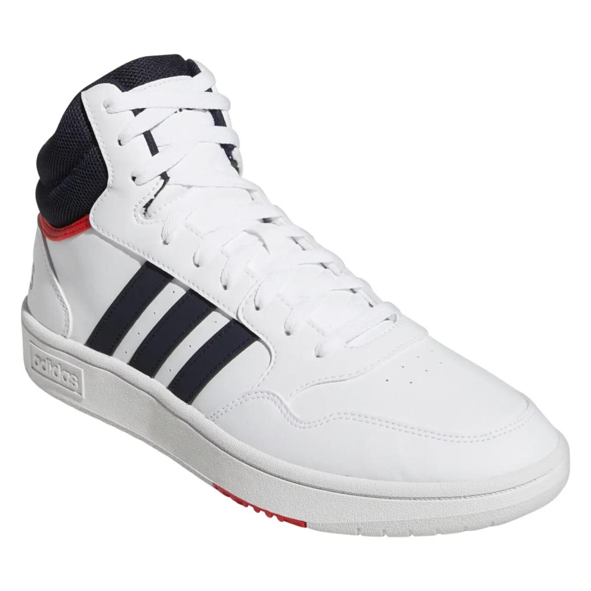 Men Adidas Hoops 3.0 Mid Basketball Shoes GY5543 White Legend Ink Red - White