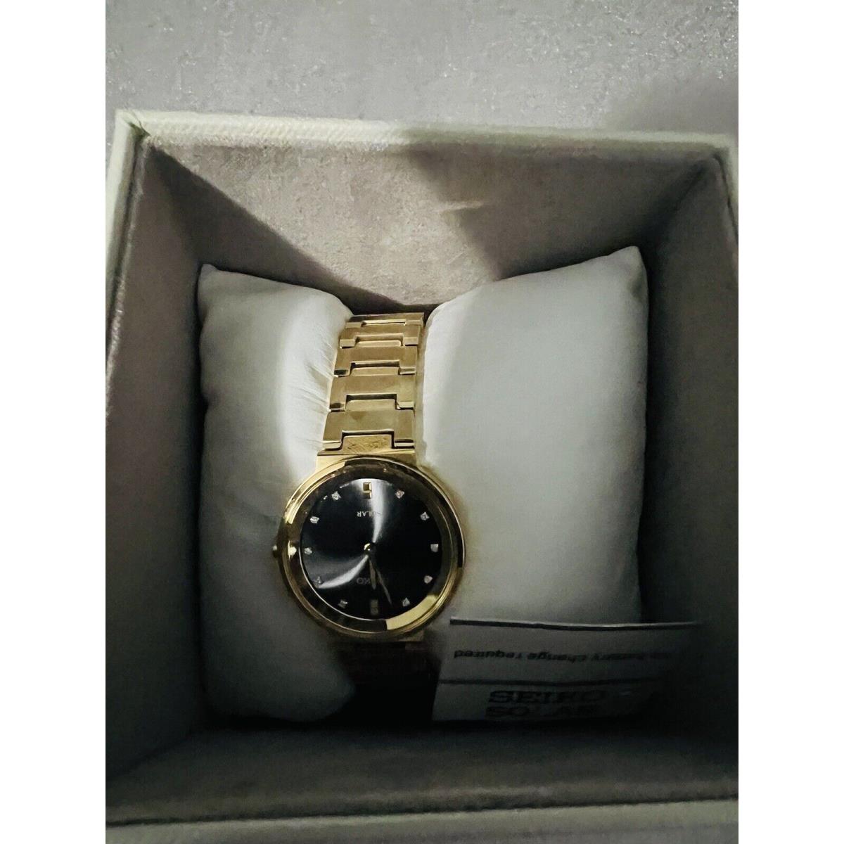 Seiko Women`s Solar Black Dial Wrist Watch SUP396 Gold Tone