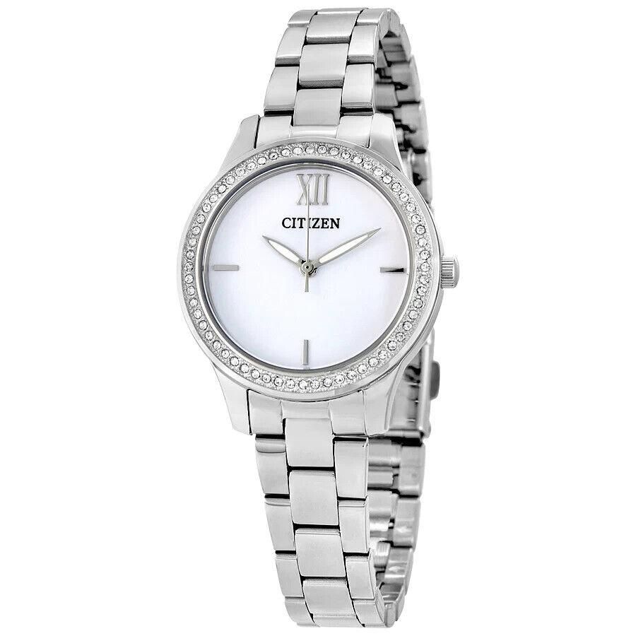 Citizen EM3081-58A Women`s Silhouette Diamond White Dial Silver-tone Dress Watch