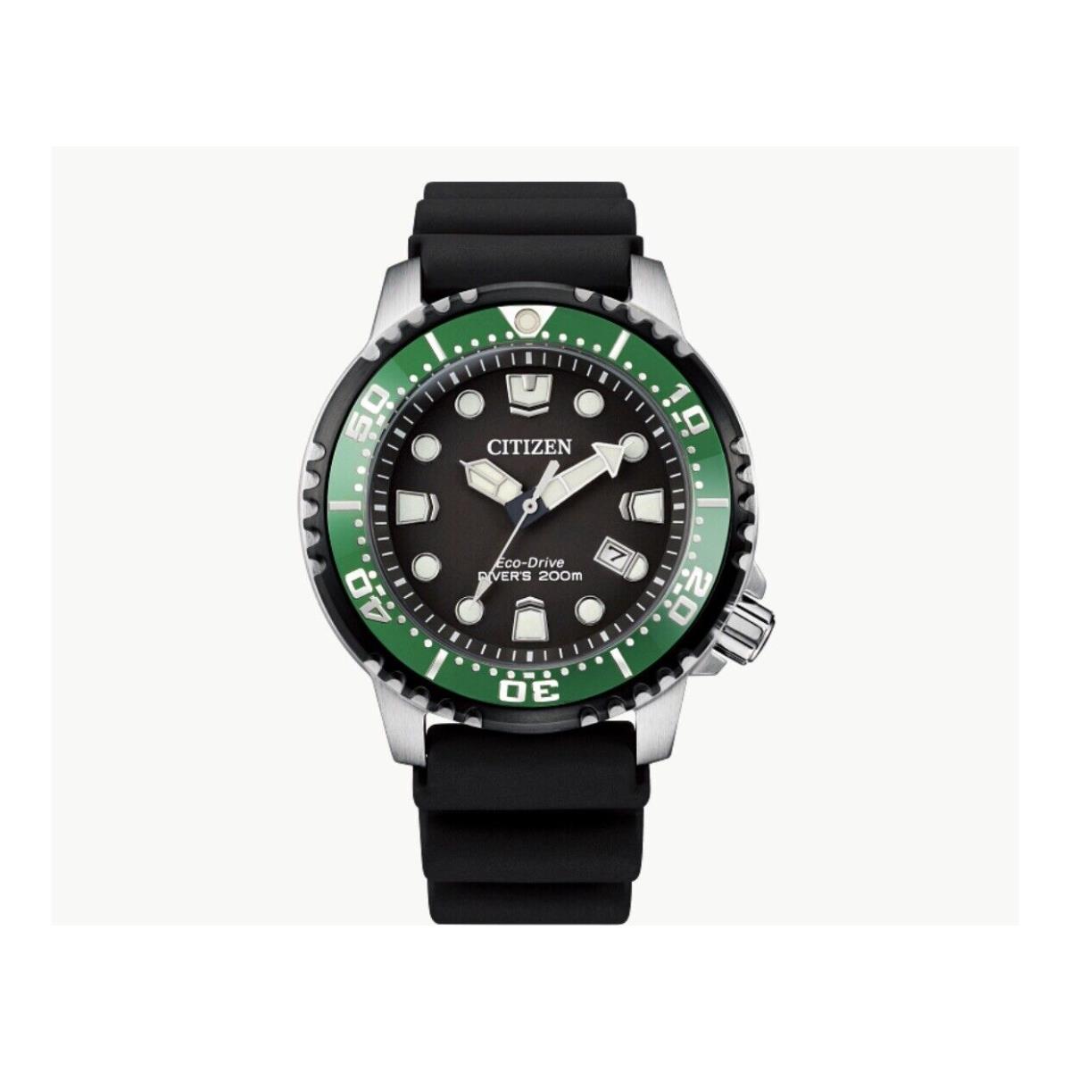 Citizen Promaster Diver Eco-drive Men`s Watch Green Bezel Black Dial BN0155-08E