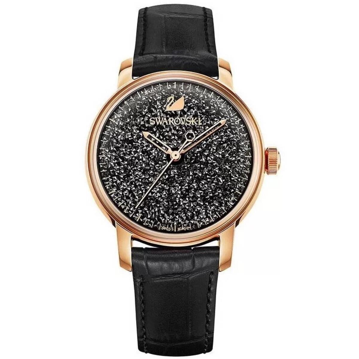 Swarovski 5218902 Automatic Black Glitz Dial Black Leather Band Womens Watch