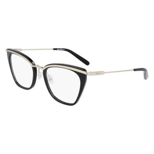 Salvatore Ferragamo SF 2205 978 Black Matte Gold Eyeglasses 53/20/140