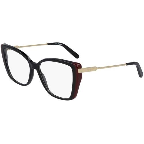 Salvatore Ferragamo SF 2850 051 Black Burgundy Eyeglasses 54/15/140