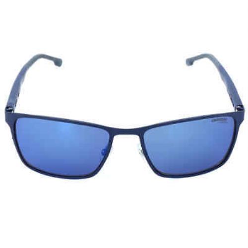 Carrera Blue Mirror Rectangular Men`s Sunglasses Carrera 8048/S 0PJP/XT 58