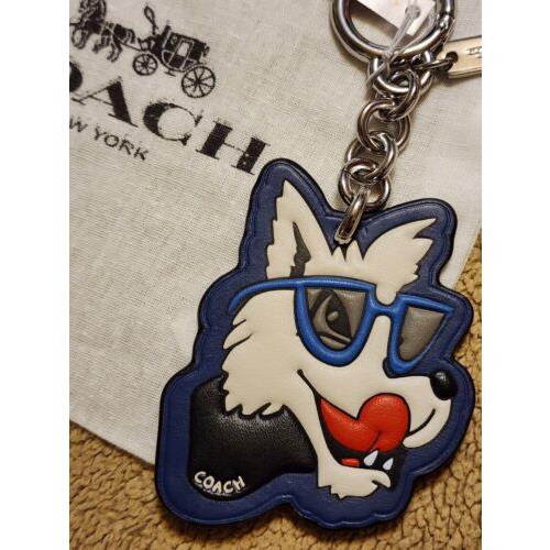 Coach Wolf Kiss Sunglass Key Chain Calf Leather Keyring Charm Bag Purse Fob