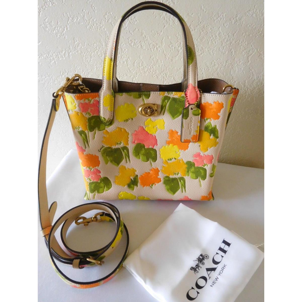 Coach Leather Willow Floral Print Tote Handbag Shoulder Bag Crossbody Bag