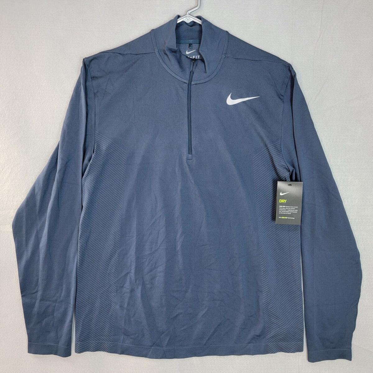 Nike Golf Dri-fit 1/4 Zip Longsleeve Pullover Shirt Navy Blue Mens Large