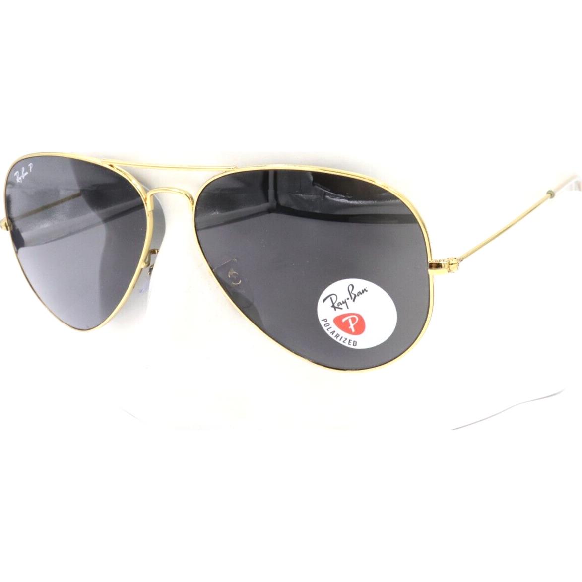 Ray-ban Aviator Gold Metal Black Polarized Sunglasses RB3025 9196/48 62