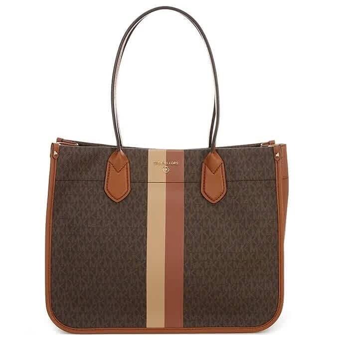 Michael Kors Signature Heidi Large Tote Brown Acorn Leather Handbag