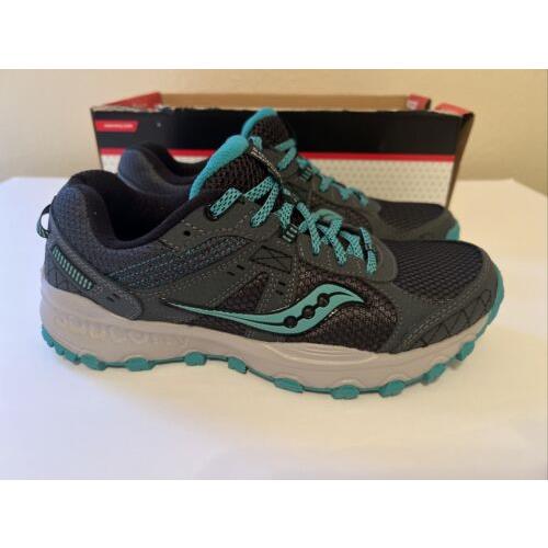 Saucony Grid Raptor TR2 Womens Trail Running Shoes Charcoal Teal Mesh S15427-1