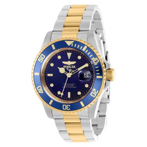Invicta Men`s Watch Pro Diver Quartz Gold Tone and Blue Rotating Bezel 37157