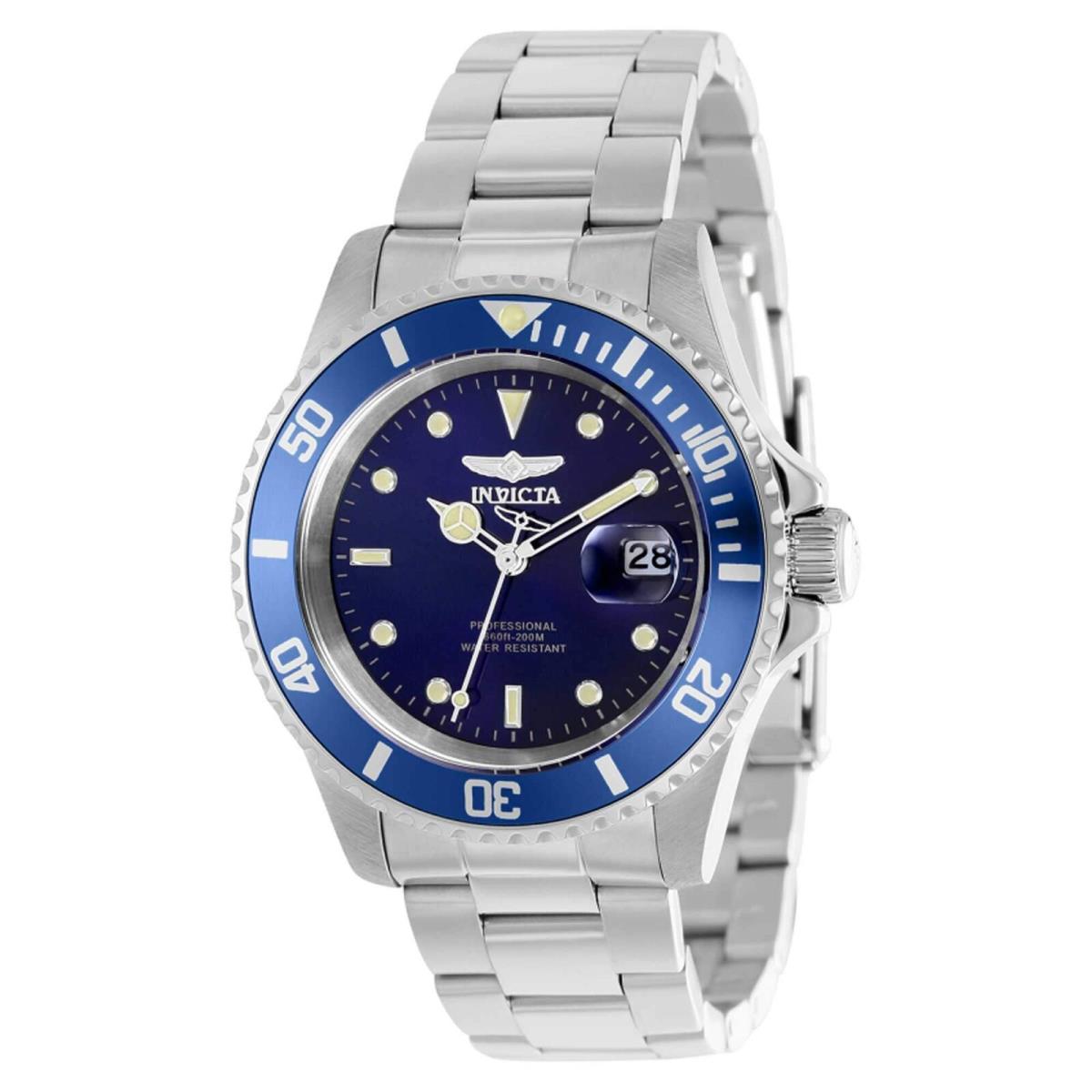 Invicta Men`s Watch Pro Diver Quartz Silver Tone and Blue Rotating Bezel 37156