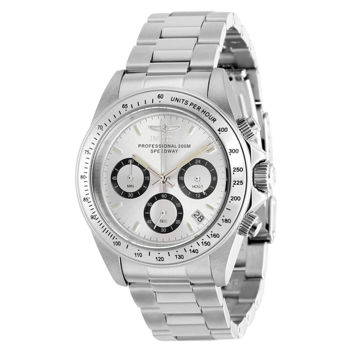 Invicta Men`s Watch Speedway Chrono Silver Tone Stainless Steel Bracelet 37167