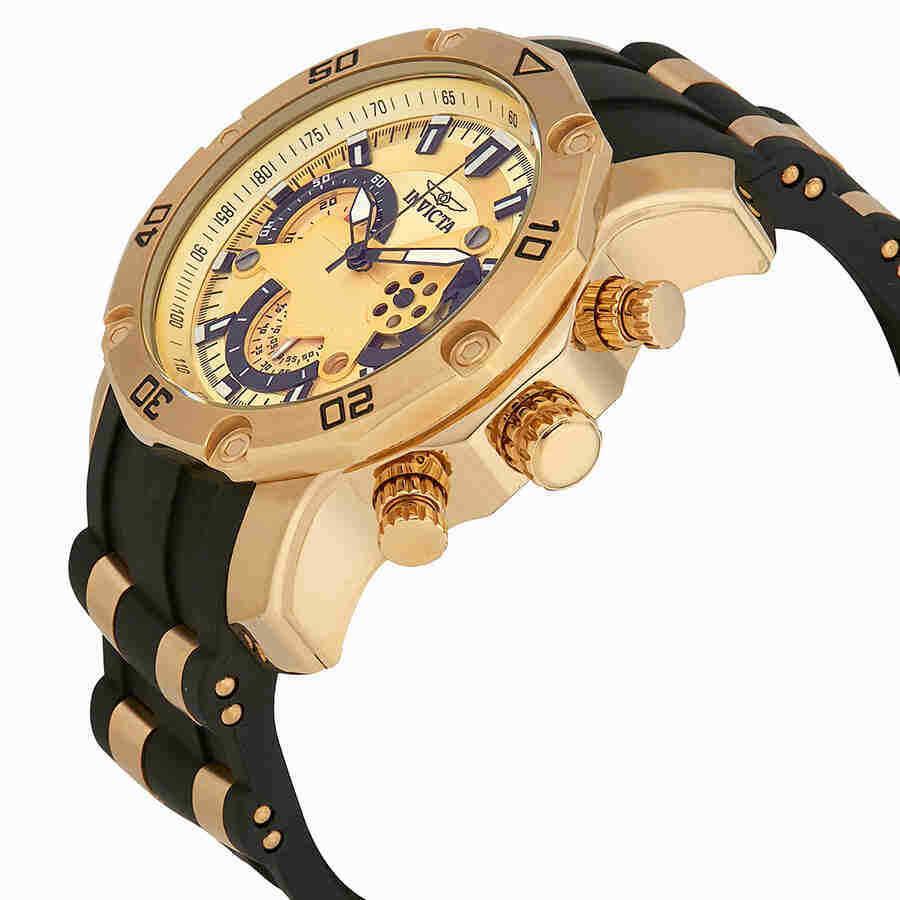 Invicta Pro Diver Chronograph Gold Dial Men`s Watch 23427