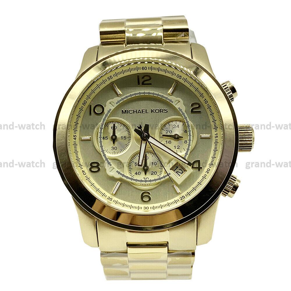 Michael Kors MK8077 Runway Oversized Gold Chronograph Quartz Men`s Watch