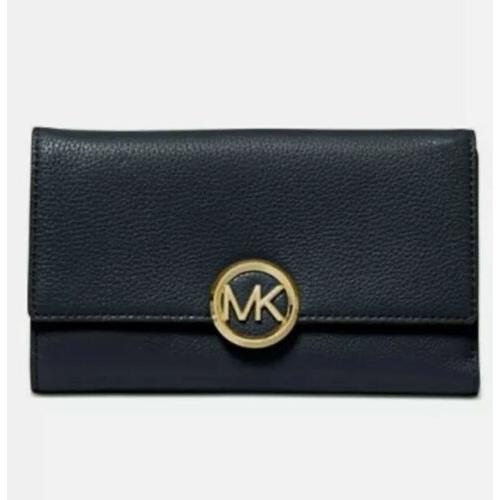 Michael Kors Lillie Lg Carryall Wallet Leather Navy Admiral Gold