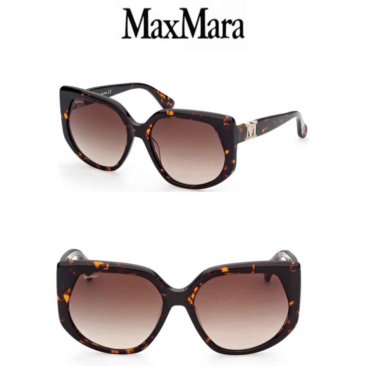 Max Mara EMME4 MM0013 52F Dark Havana Gradient Brown Geometric Sunglasses. 58MM