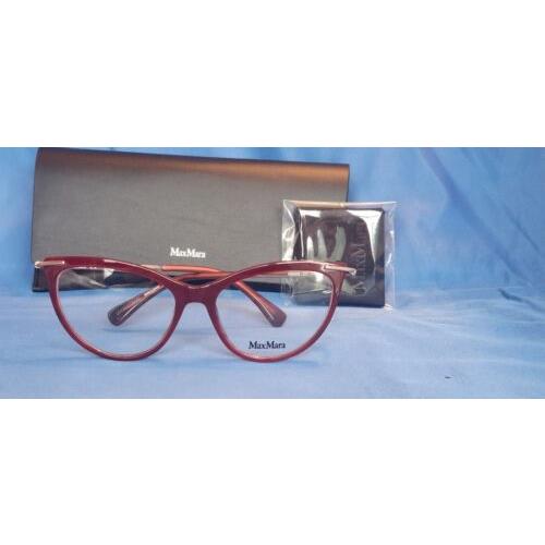 Women`s Max Mara Eyeglass Frame MM 5049 Shiny Burgundy/shiny Gold Plastic 53