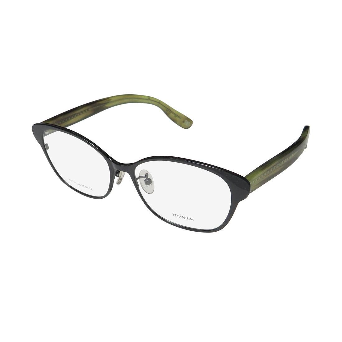 Bottega Veneta BV6505J Cat Eye Titanium Made IN Japan Hot Eyeglass Frame/glasses Black / Olive