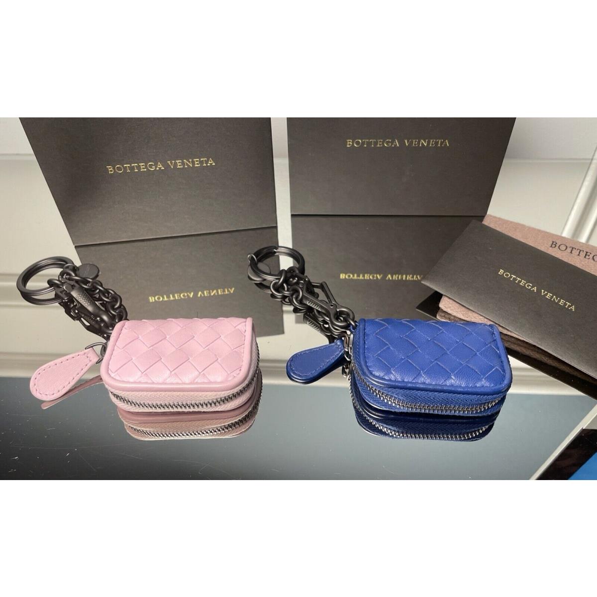 Bottega Veneta Keyring 473680-5718 Bag Charms with Mini Coin Pouch Pink and Blue