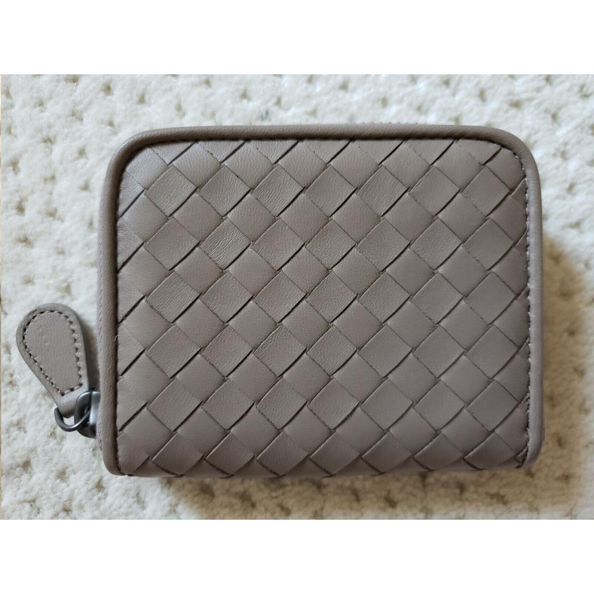 Bottega Veneta Zip Around Card and Coin Wallet Black or Dark Beige