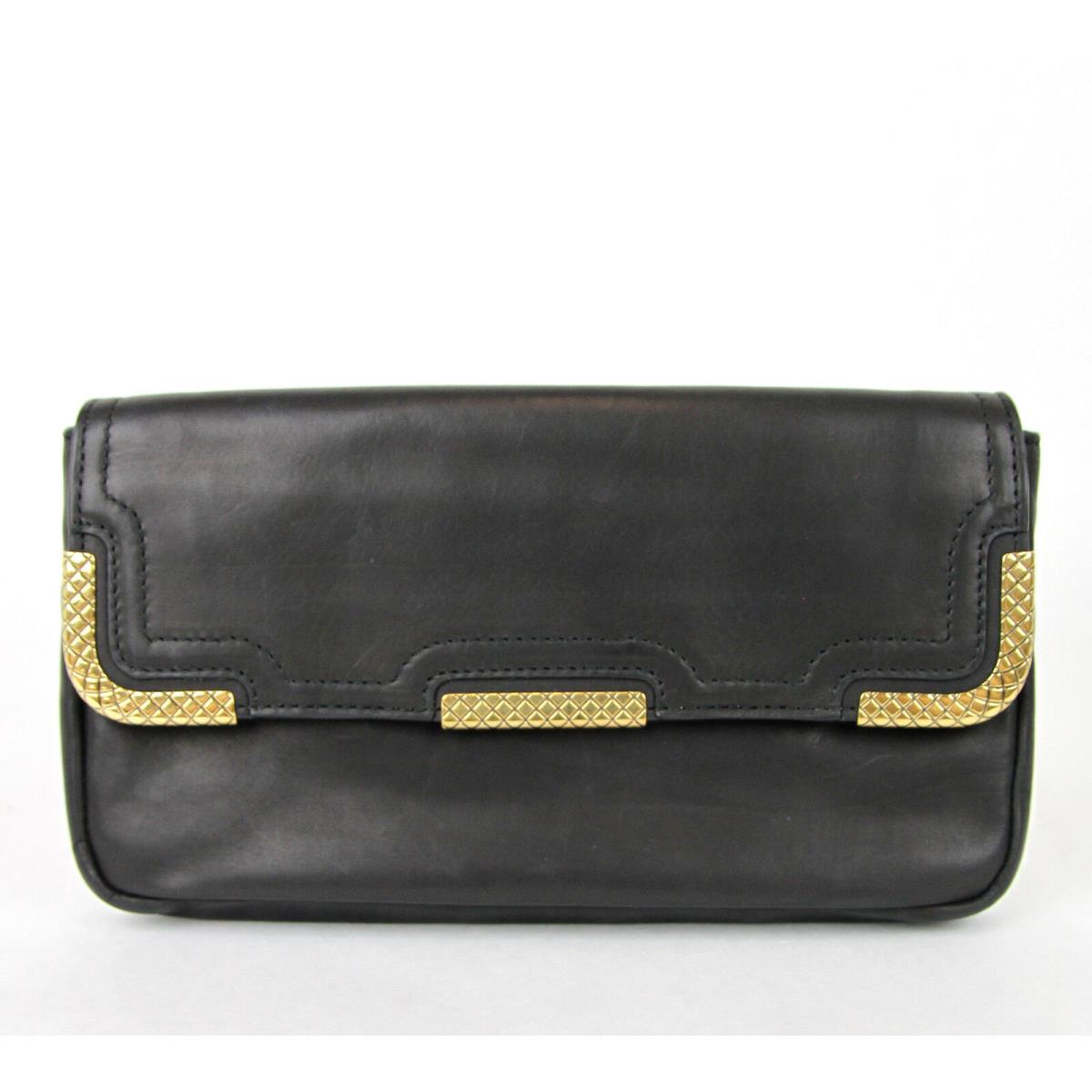 Bottega Veneta Leather Clutch Bag W/woven Detail Black 325426 1000