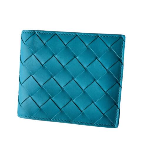 Bottega Veneta Intrecciato Leather Sky Blue Bi-fold Coin Wallet 605722