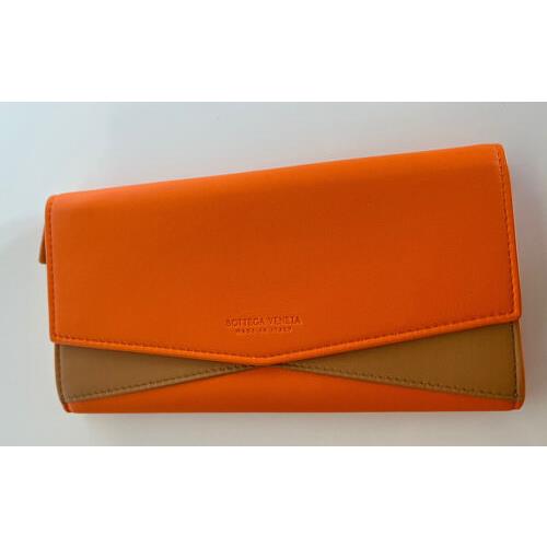 Bottega Veneta Leather Continental Light Orange/caramel Wallet 608260