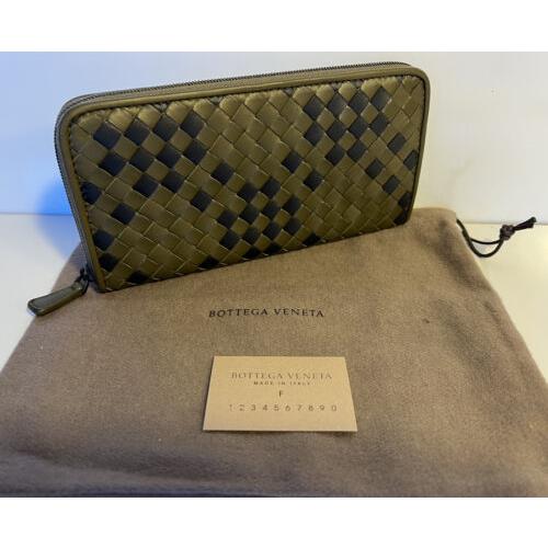 Bottega Veneta Zipper Napa Leather Wallet Mustard/black Italy 566750