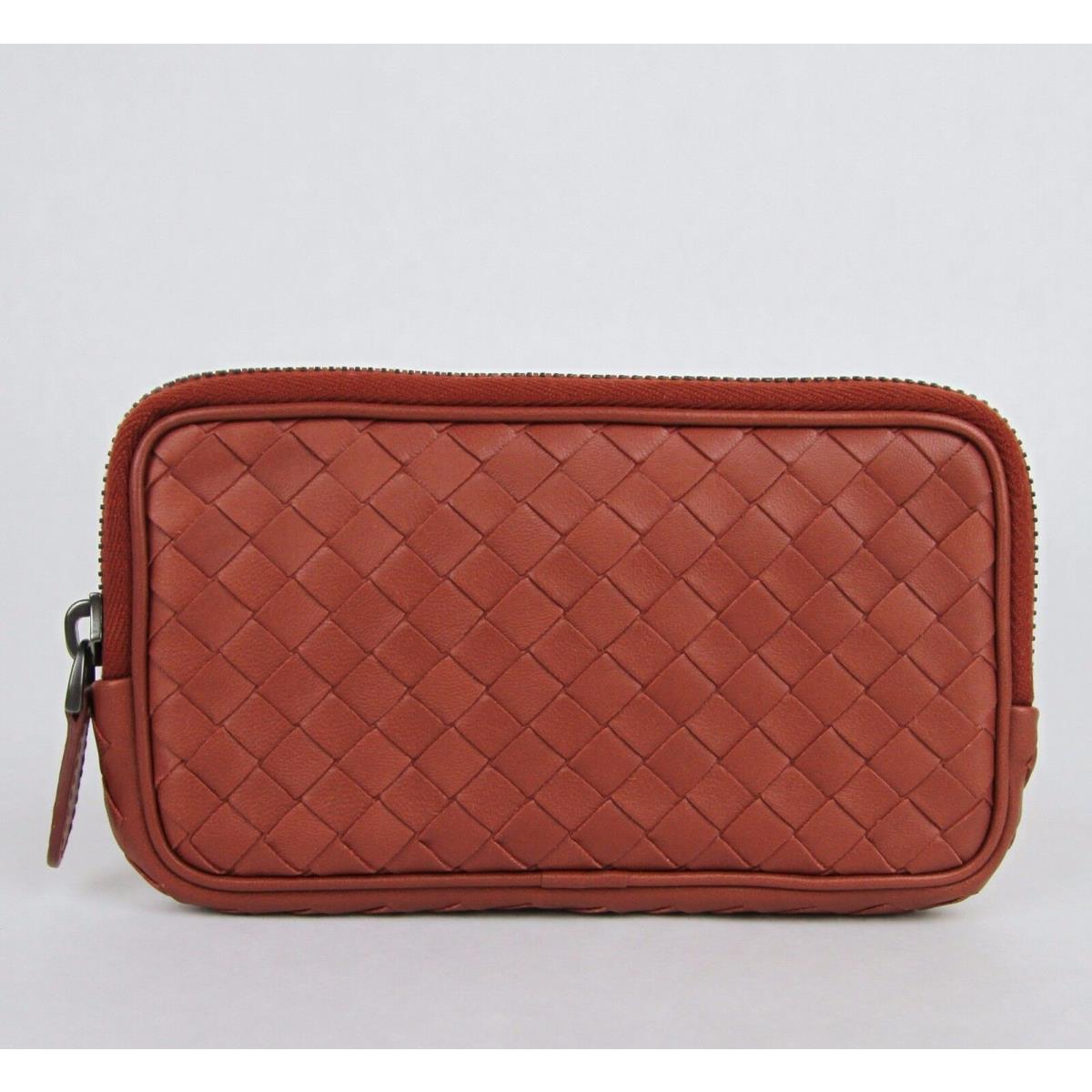 Bottega Veneta Rust Red Woven Leather Smartphone Case Coin Purse 325156 6320