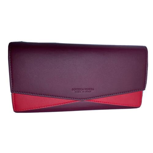 Bottega Veneta Leather Continental Bordeaux/bright Red Wallet 608260