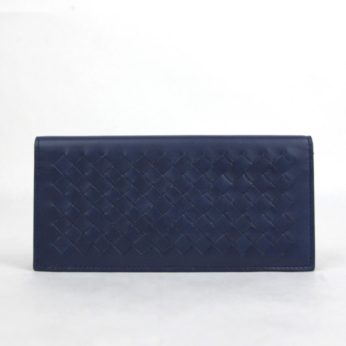 Bottega Veneta Men Navy Blue Leather Intercciaco Long Bifold Wallet 390878 4111