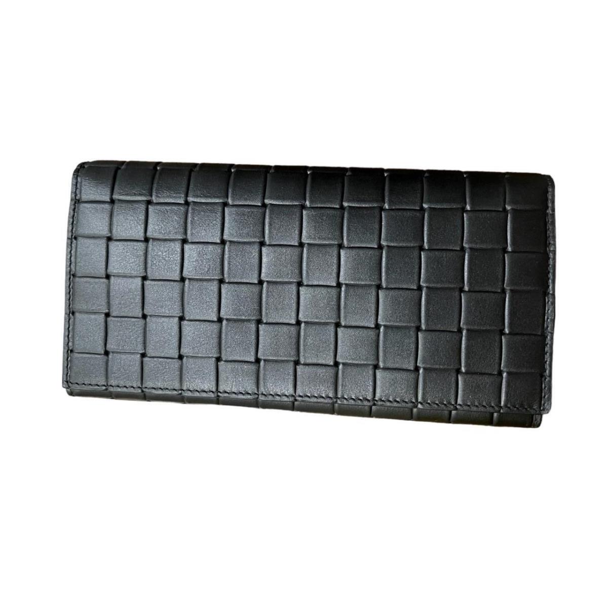 Bottega Veneta 591365 Black Leather Square Intrecciato Continental Wallet