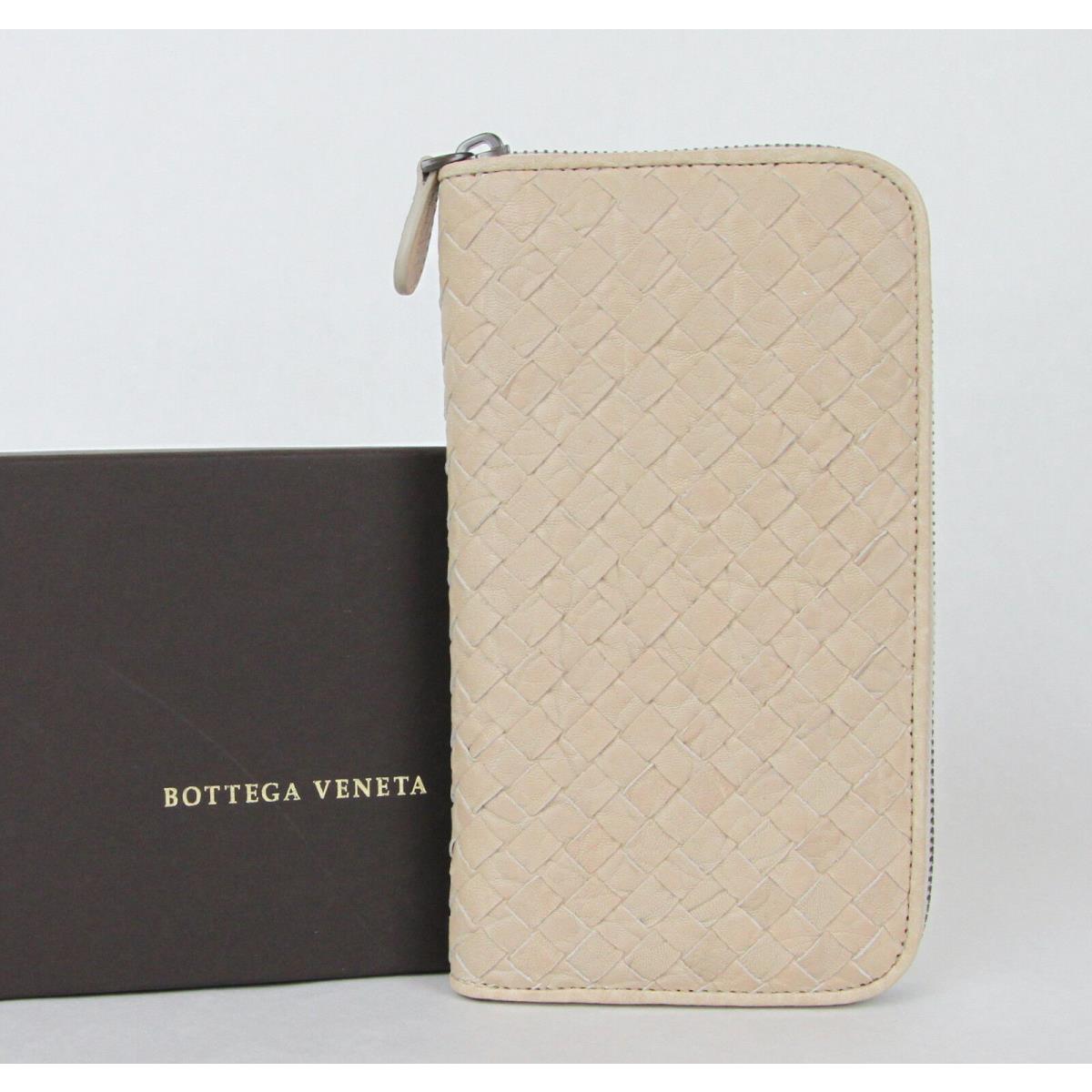 Bottega Veneta Leather Woven Zip Around Wallet 132358 9641