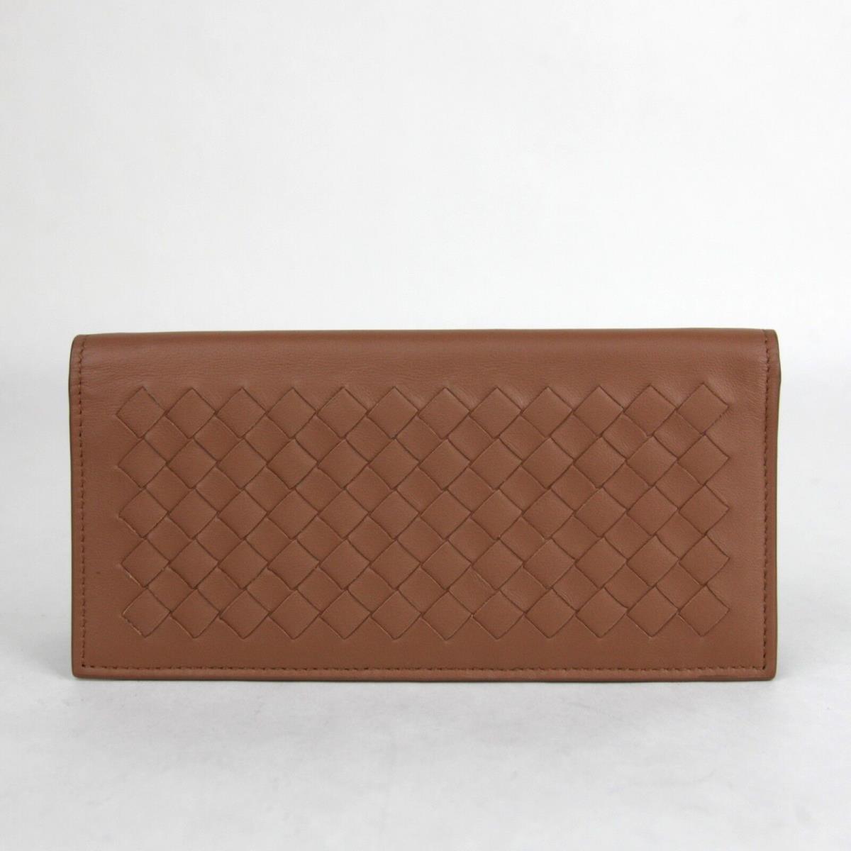 Bottega Veneta Men`s Medium Brown Leather Woven Long Bifold Wallet 390878 2531