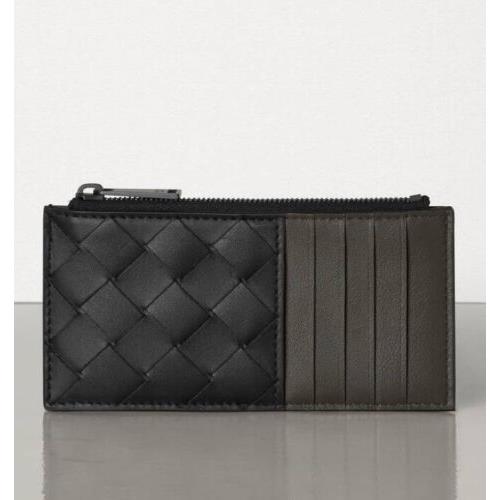 Bottega Veneta Leather Slim Wallet Intreccio Black/graphite 591379