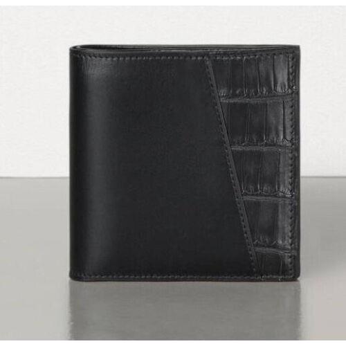 Bottega Veneta Bi-fold Black Wallet French Leather and Alligator 583611