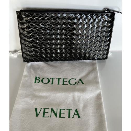 Bottega Veneta Men`s Metal Brush Calf Leather Case Black/silver 506323