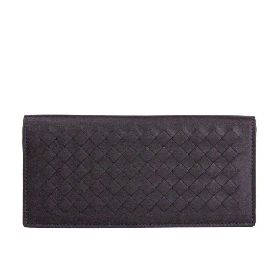 Bottega Veneta Men Dark Plum Leather Intercciaco Long Bifold Wallet 390878 6017