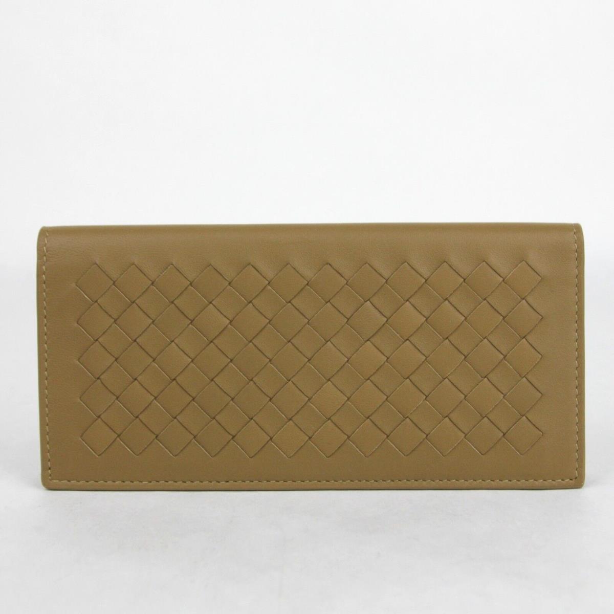 Bottega Veneta Men`s Light Brown Leather Woven Long Bifold Wallet 390878 2640