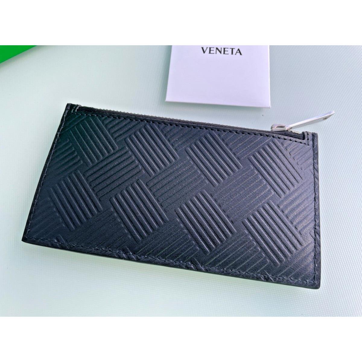 Bottega Veneta Black Leather Card Case with Criss-cross Pattern 657125