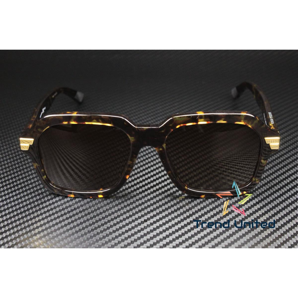 Bottega Veneta BV1123S 002 Square Havana Shiny Brown 56 mm Unisex Sunglasses